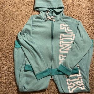 teal sweat suit
